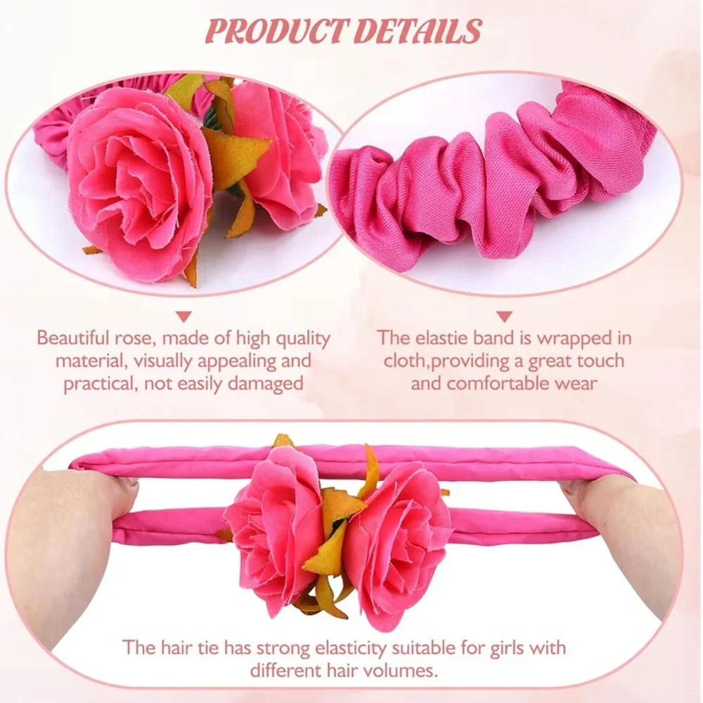 🆕 8 Pack Colorful Rose Flower Floral Hair Bands Elastics Bands Scrunchies
